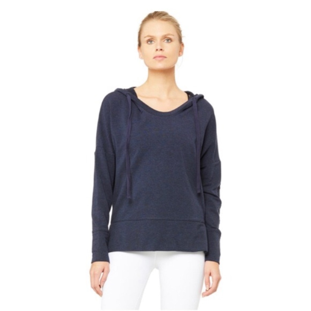 Alo Yoga Fluid Hoodie Tunic in Navy Heather, Small